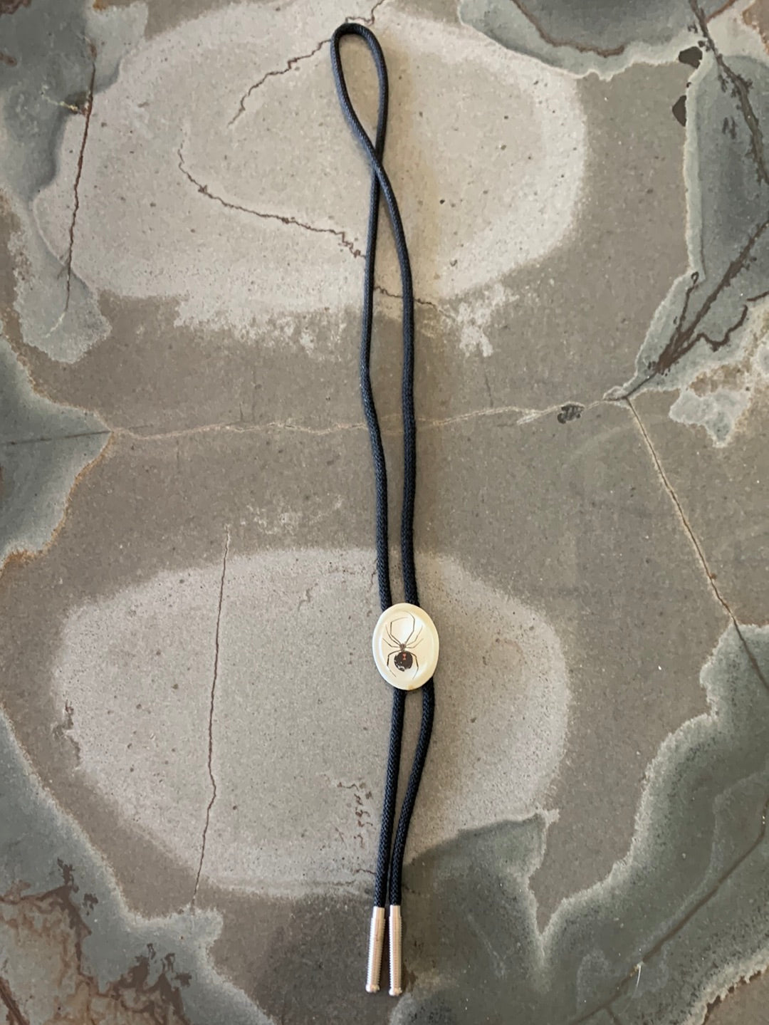 Black Widow spider in resin bolo with black cord