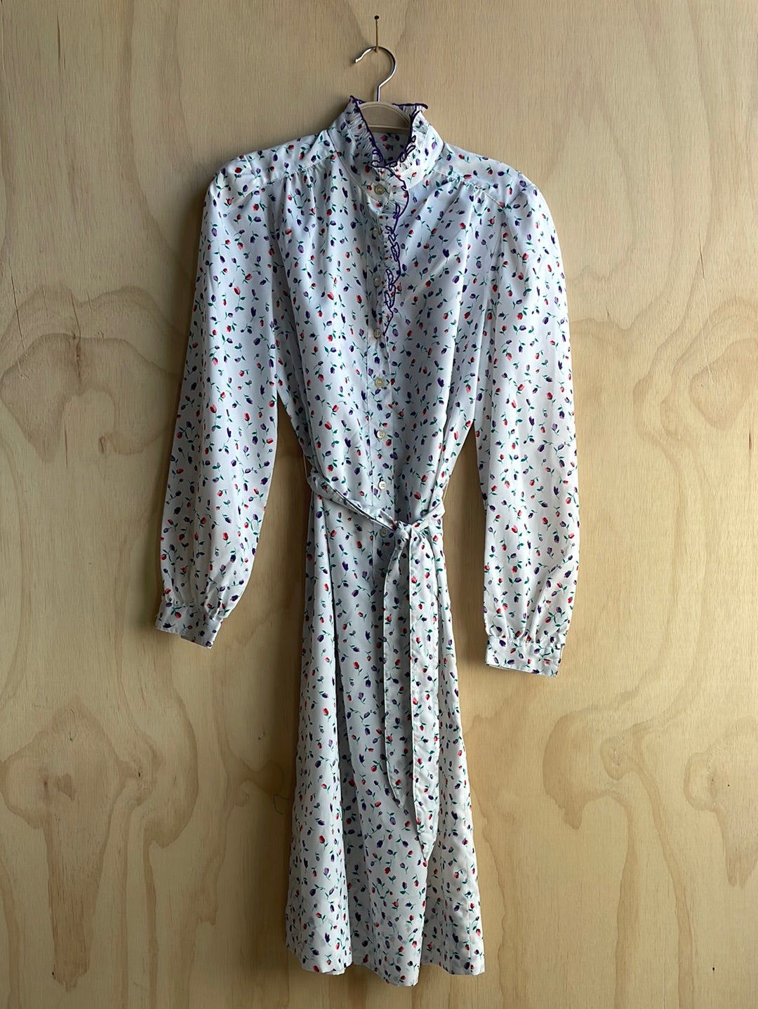 Vintage White Dress with Floral Design