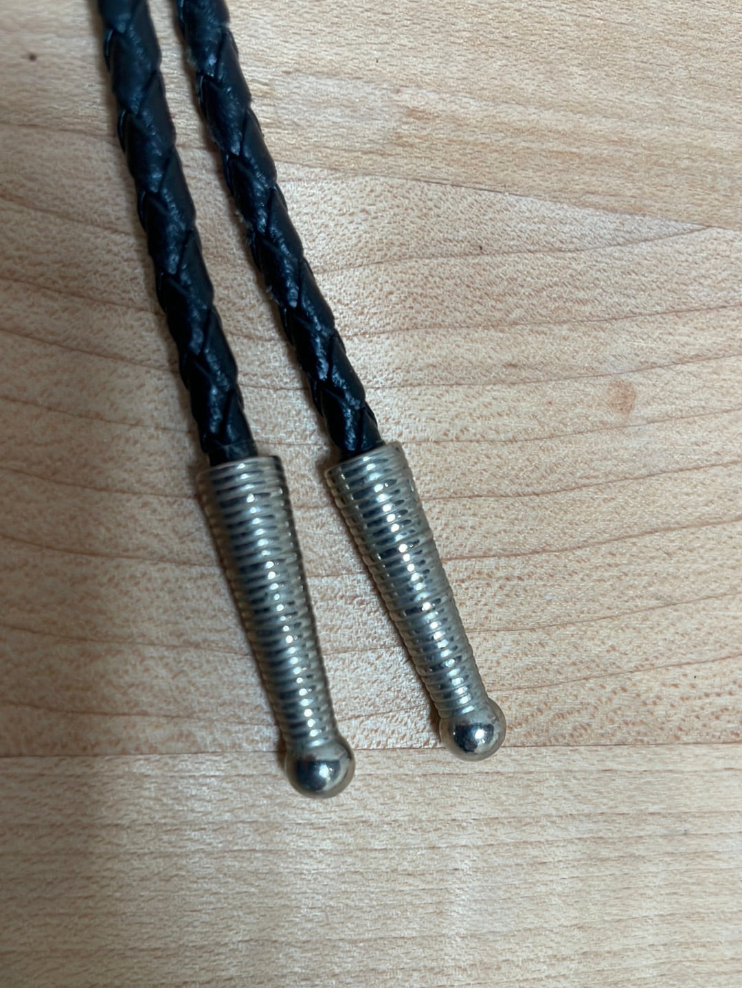 Silver and Onyx Bolo on Black Leather Cord