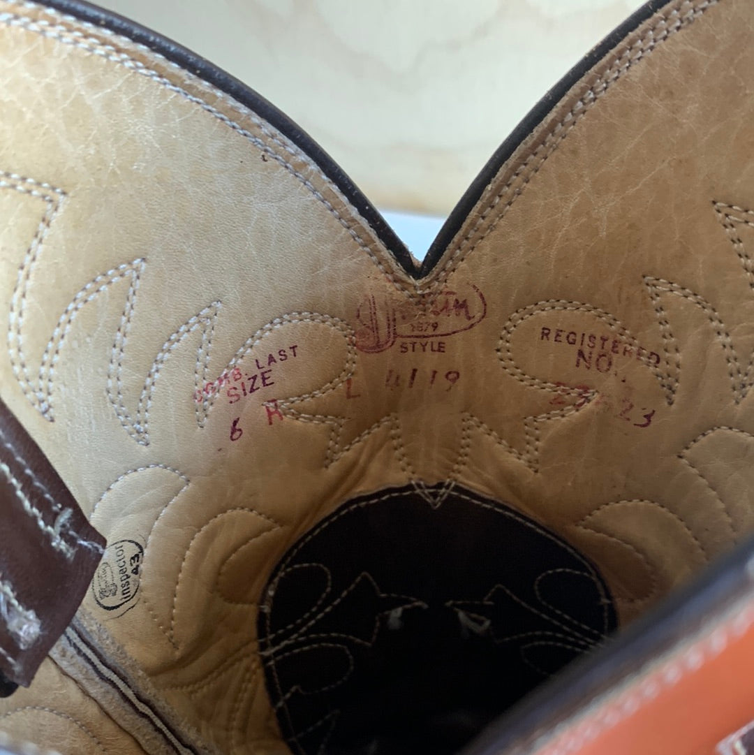 Justin Brown and Orange Western Boots