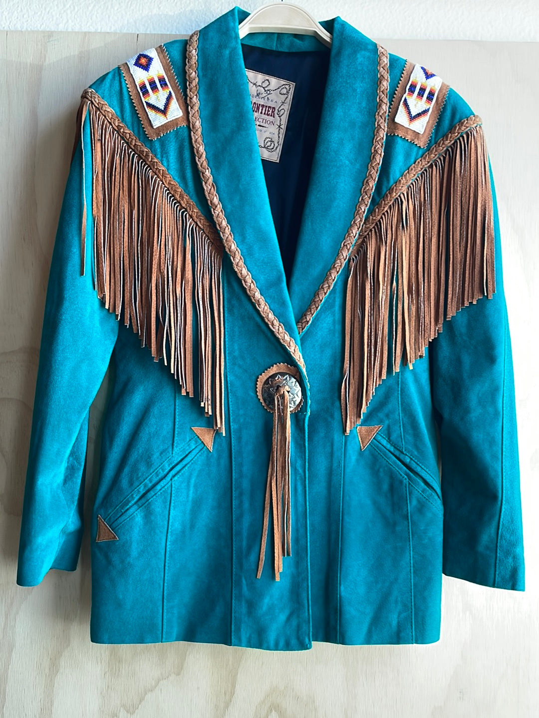 Real Leather Fringe Jacket with Beading on the Shoulders