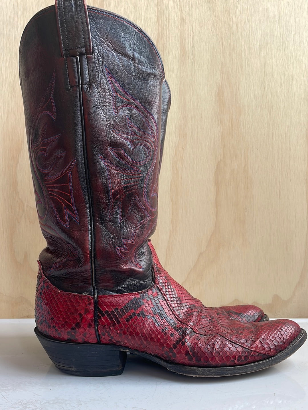 Men’s Olathe Boot Co. Red Snakeskin Leather Boots
