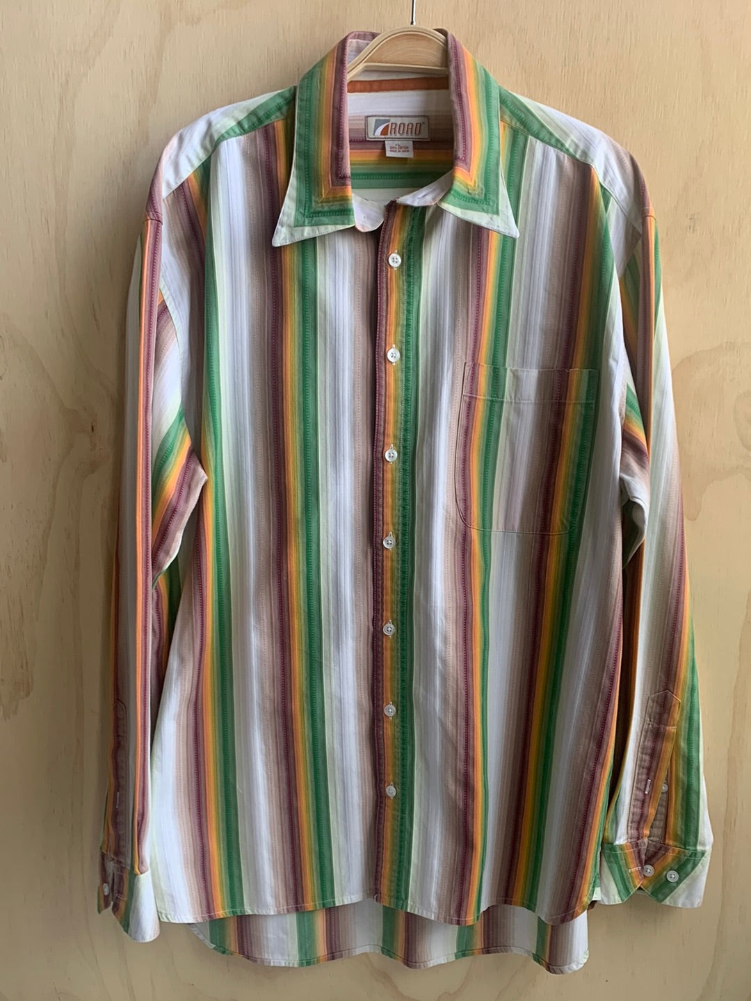 Road striped button down