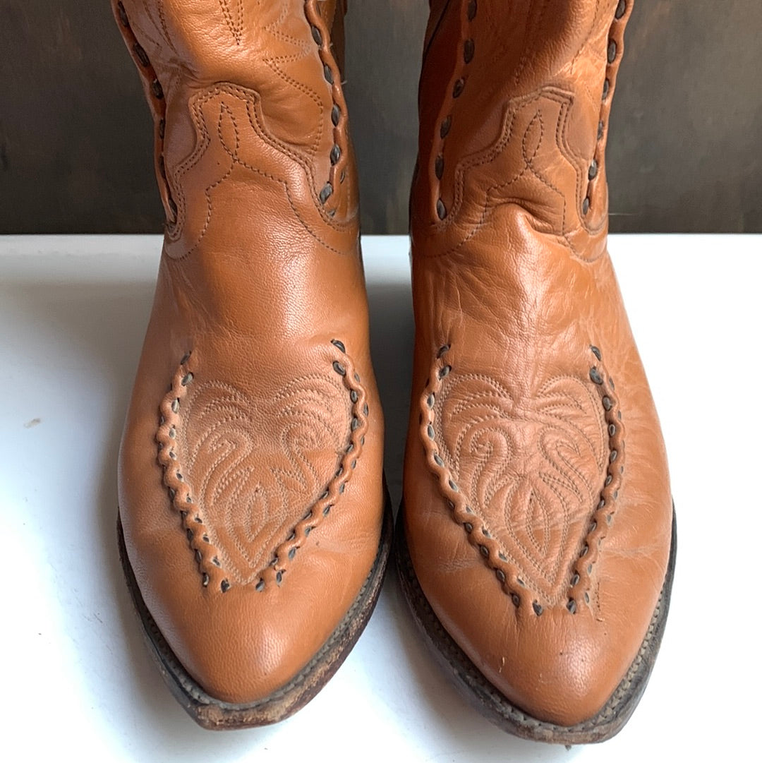 Camel leather Western boot
