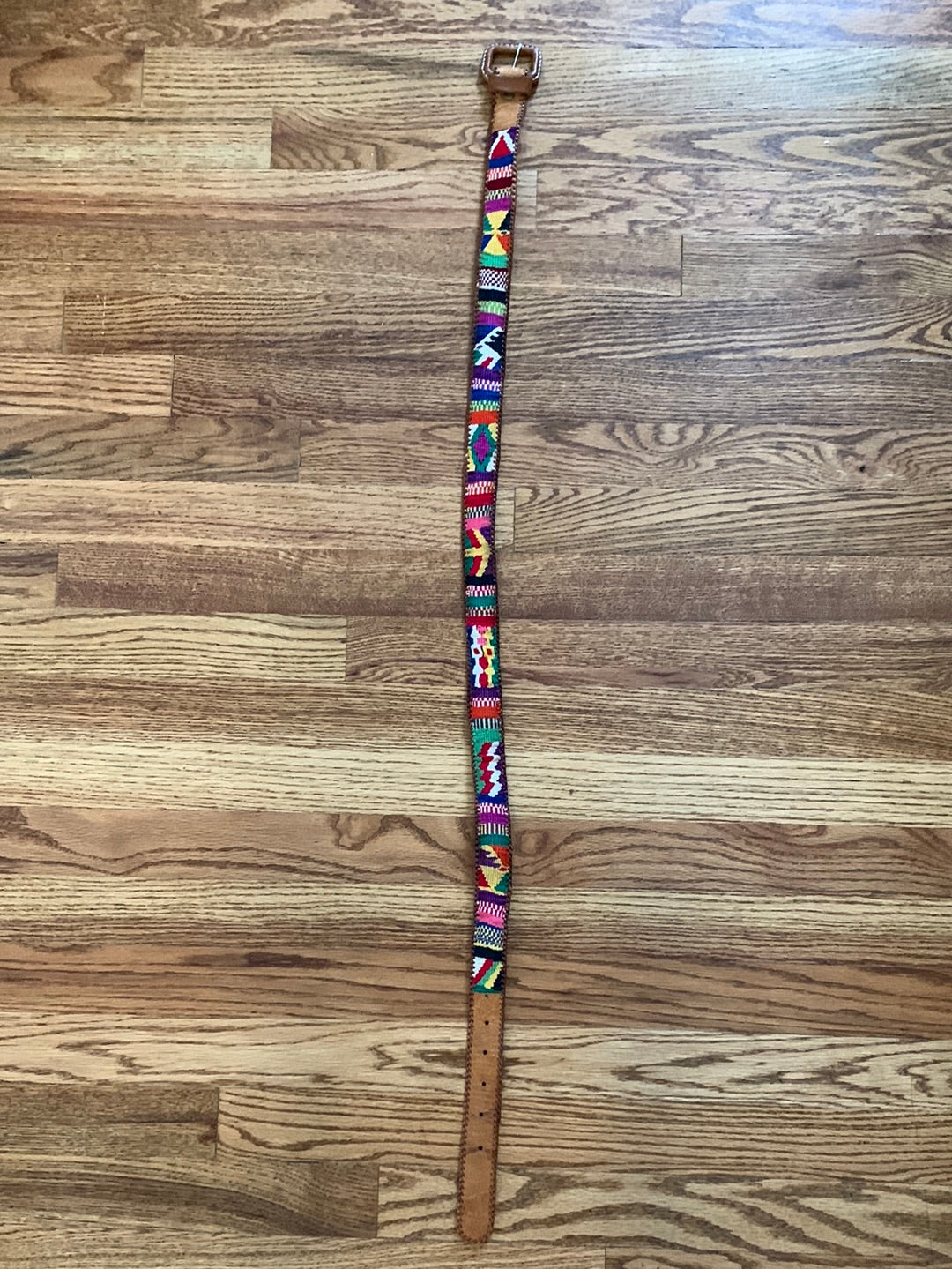 Colorful woven leather belt
