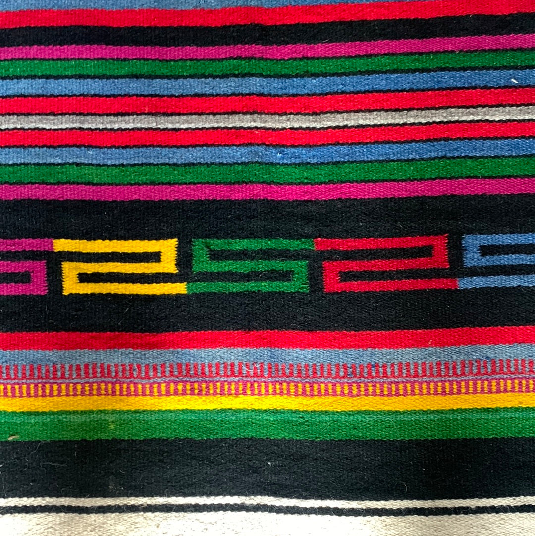 Striped woven throw with fringe