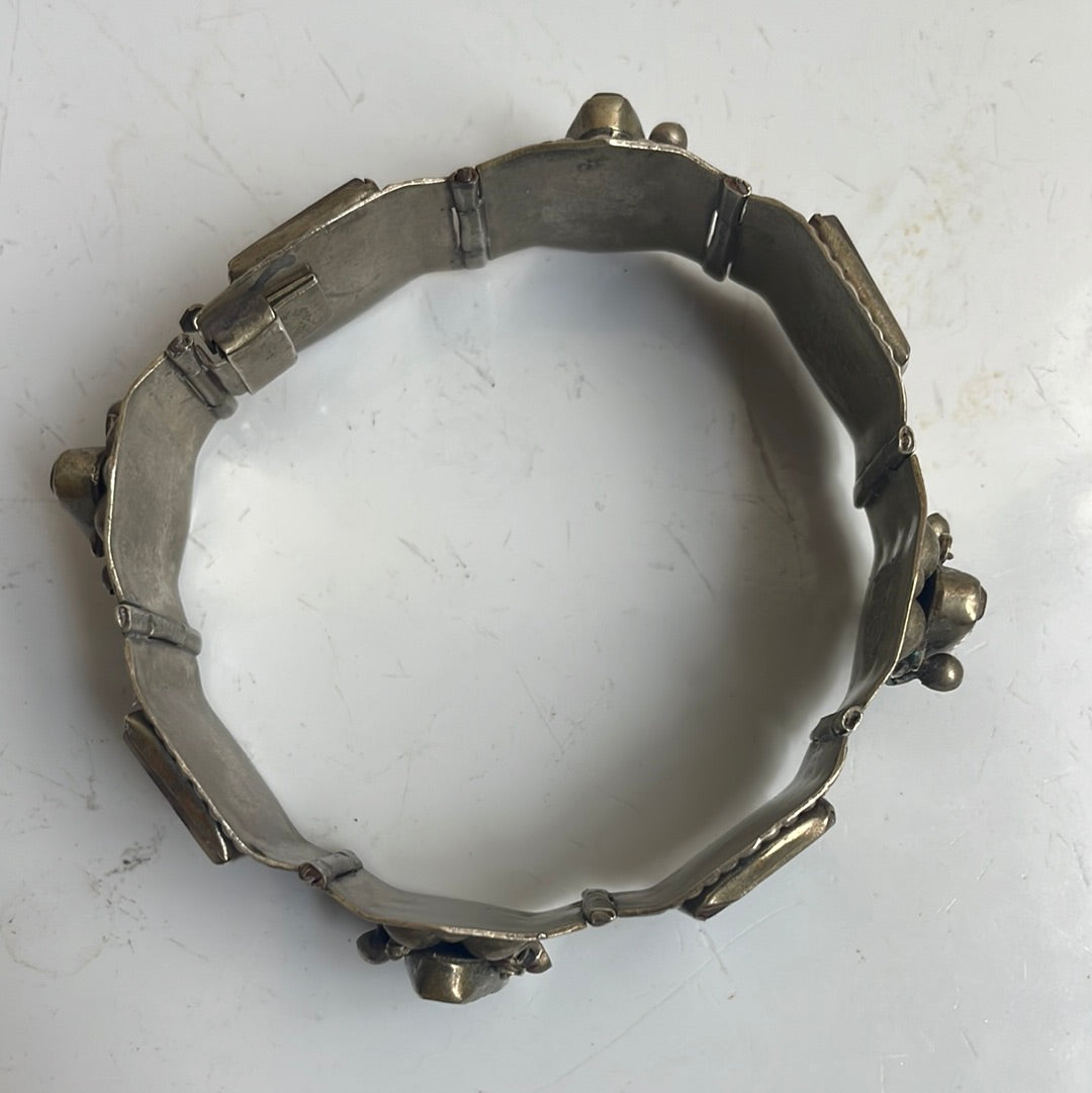 Sterling Silver Taxco Bracelet with carved Abalone