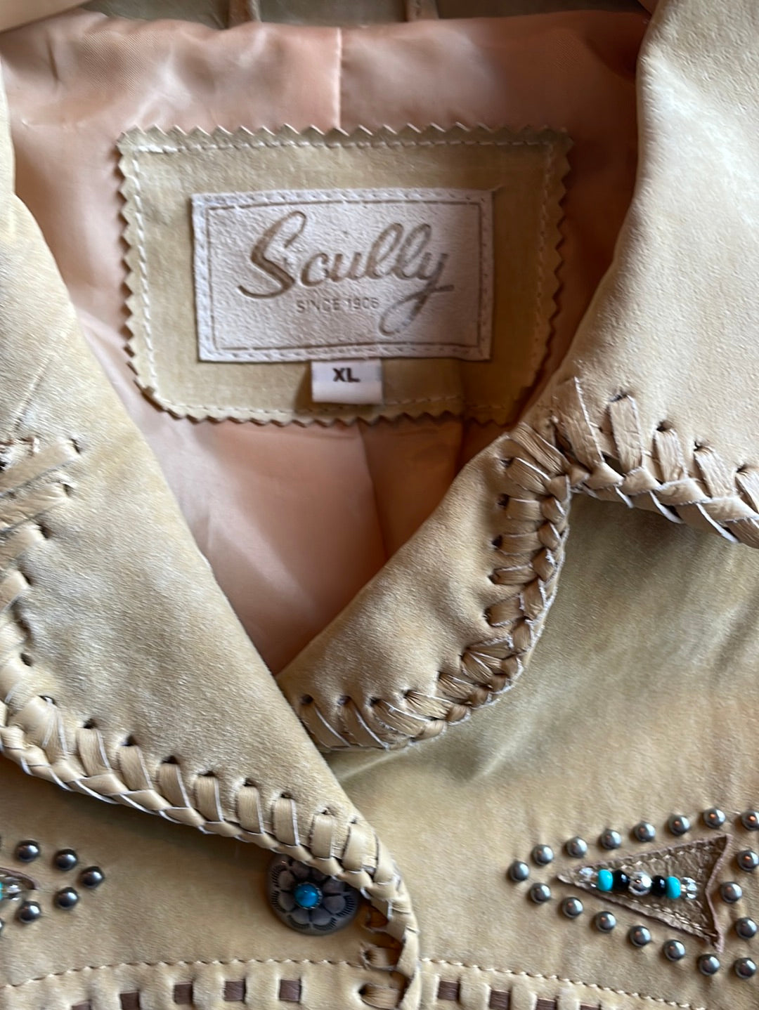 Scully Fringe Leather Jacket with Turquoise beads