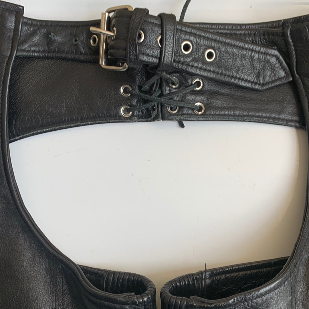 Black Leather Chaps with Eagle