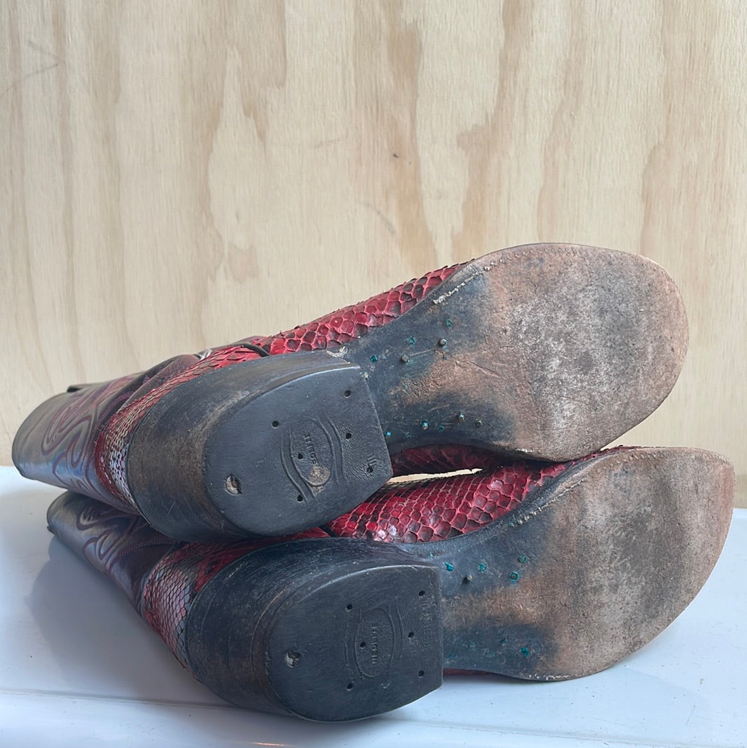 Men’s Olathe Boot Co. Red Snakeskin Leather Boots