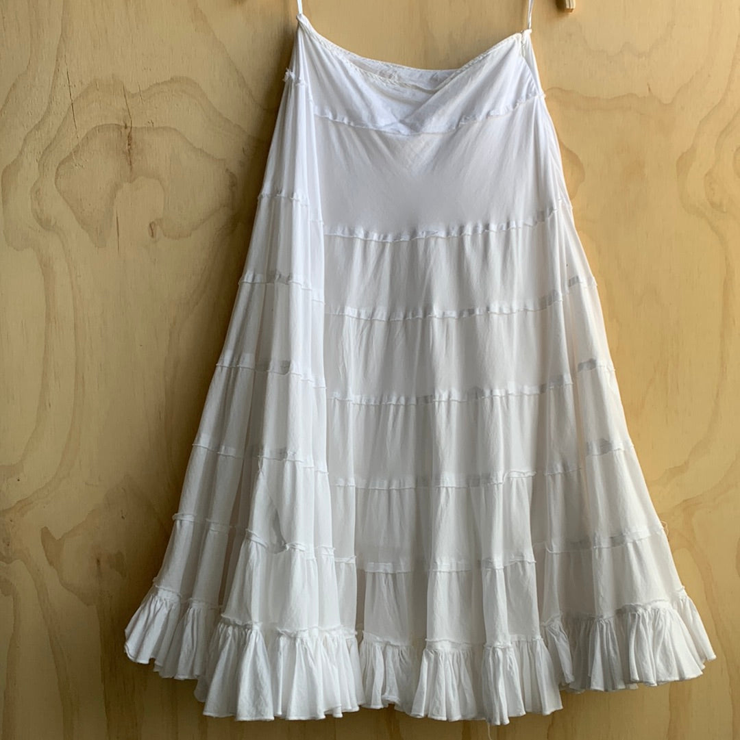 White cotton prairie skirt