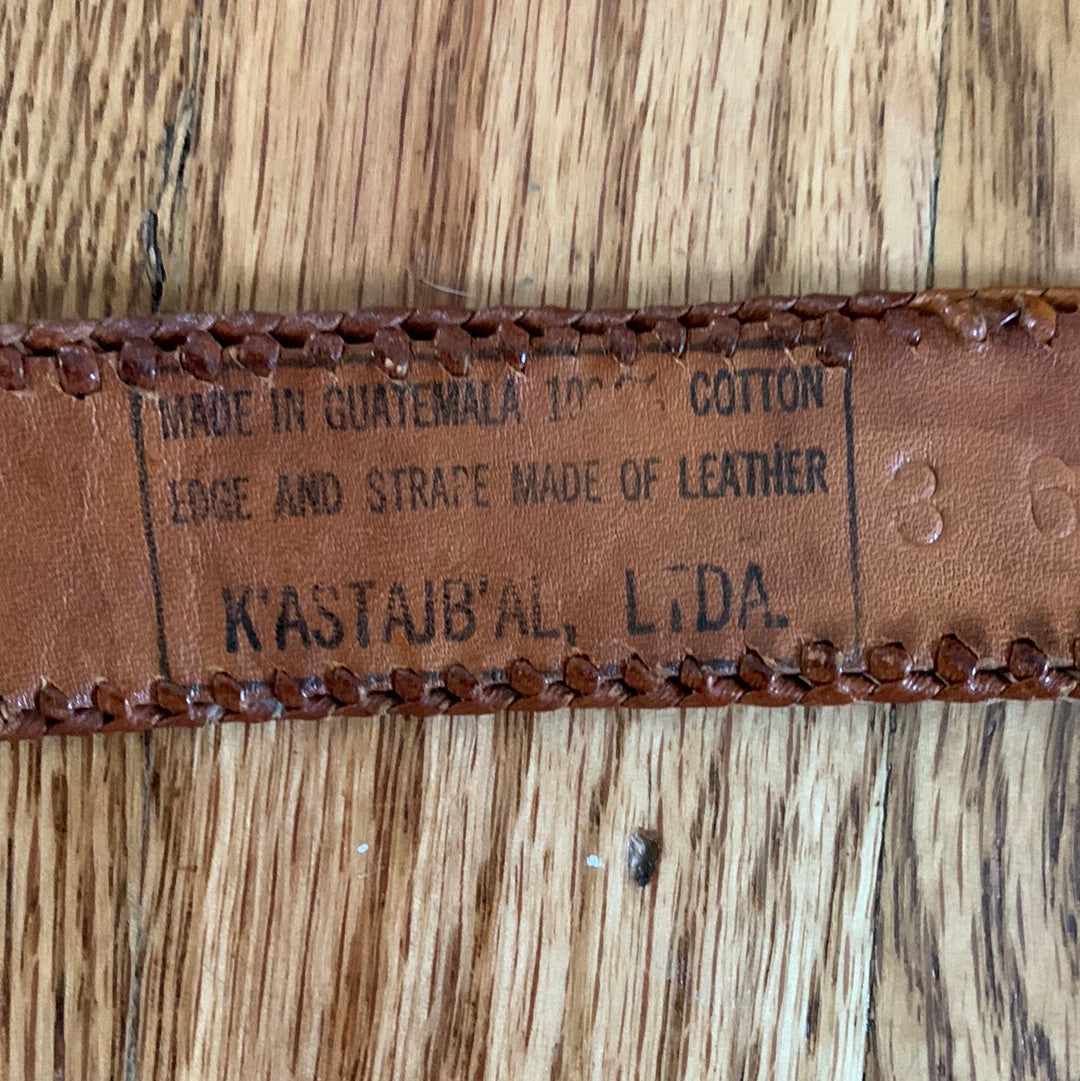 Colorful woven leather belt