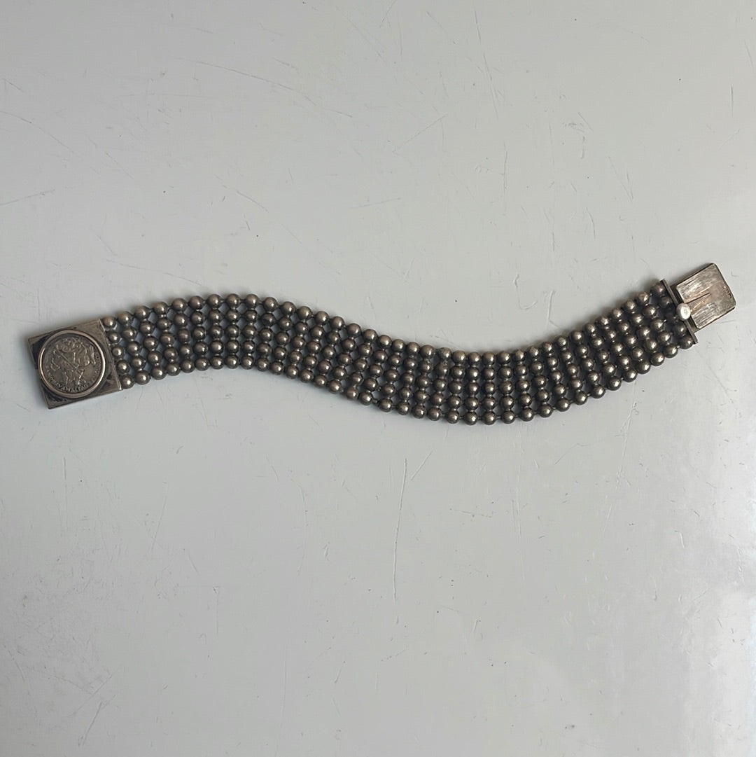 Antique Sterling Silver Bracelet with Knight Coin