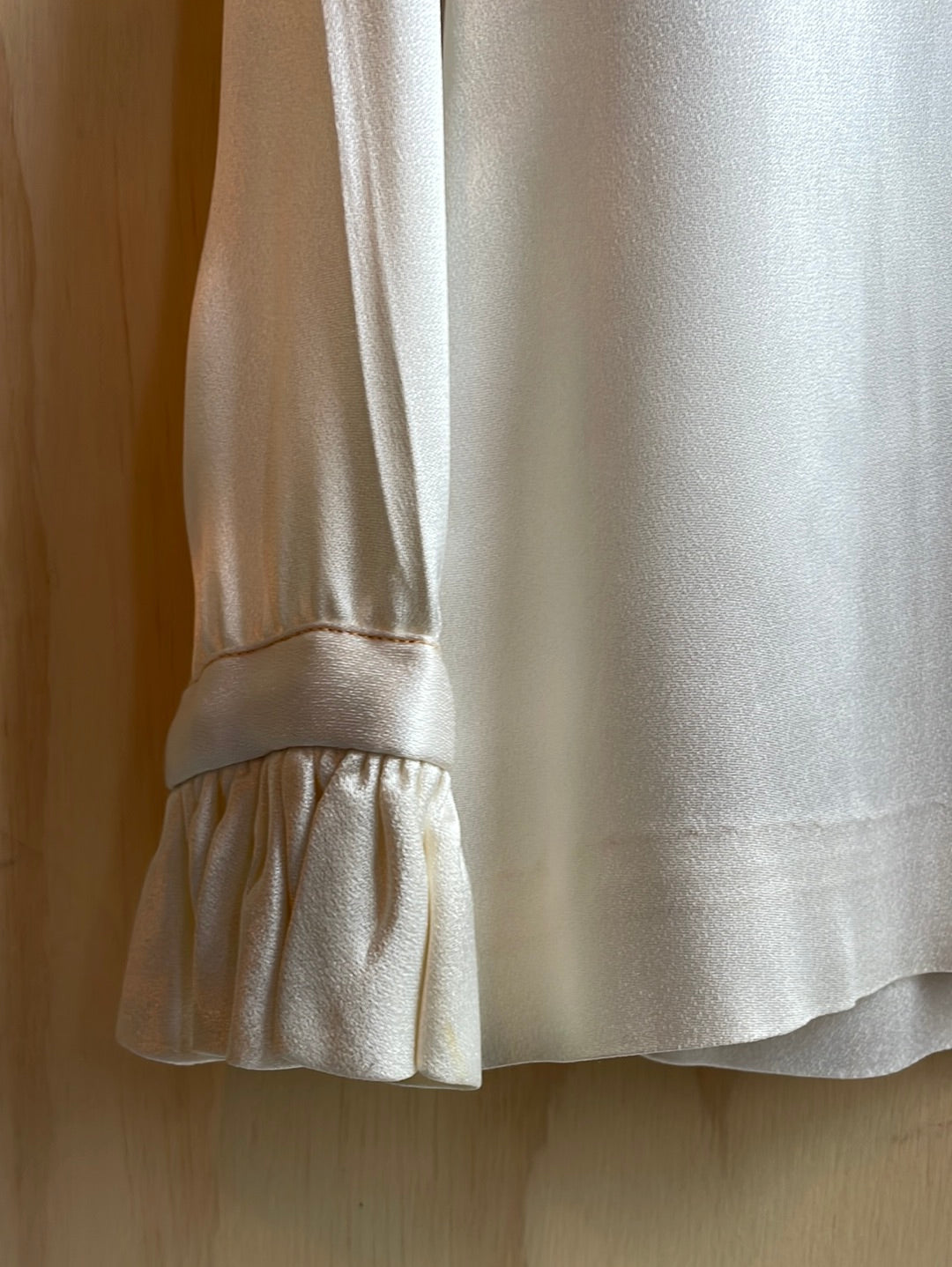 Vintage White Silk Blouse with Ruffles