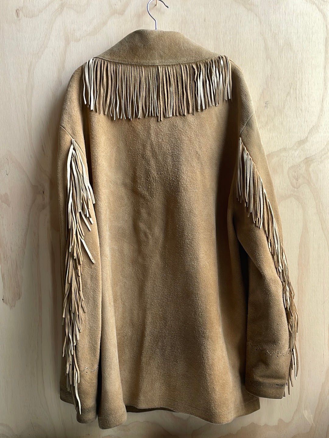 Tan Leather Fringe Pea Coat