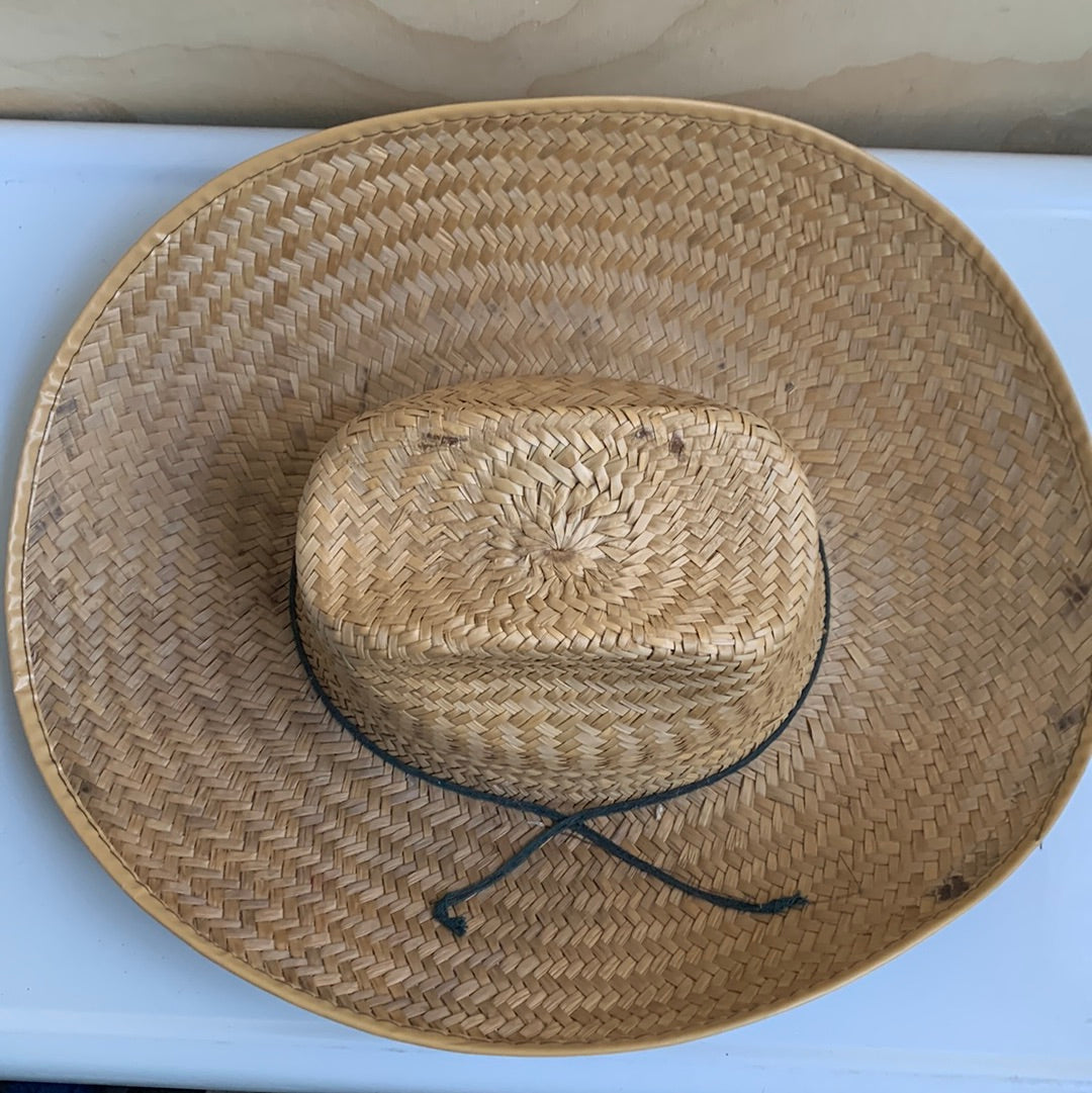Straw Hat with Green Tie
