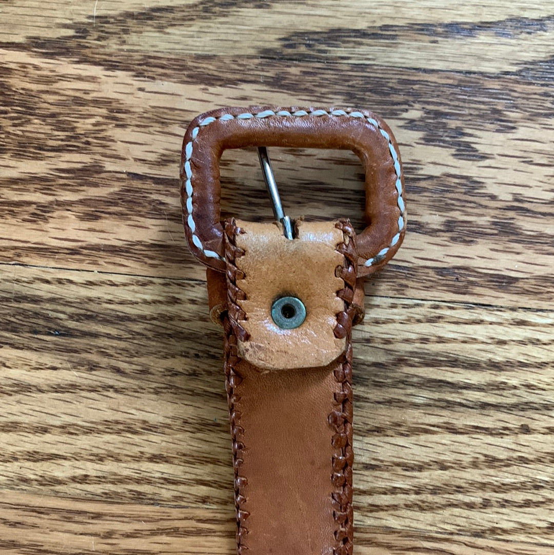 Colorful woven leather belt