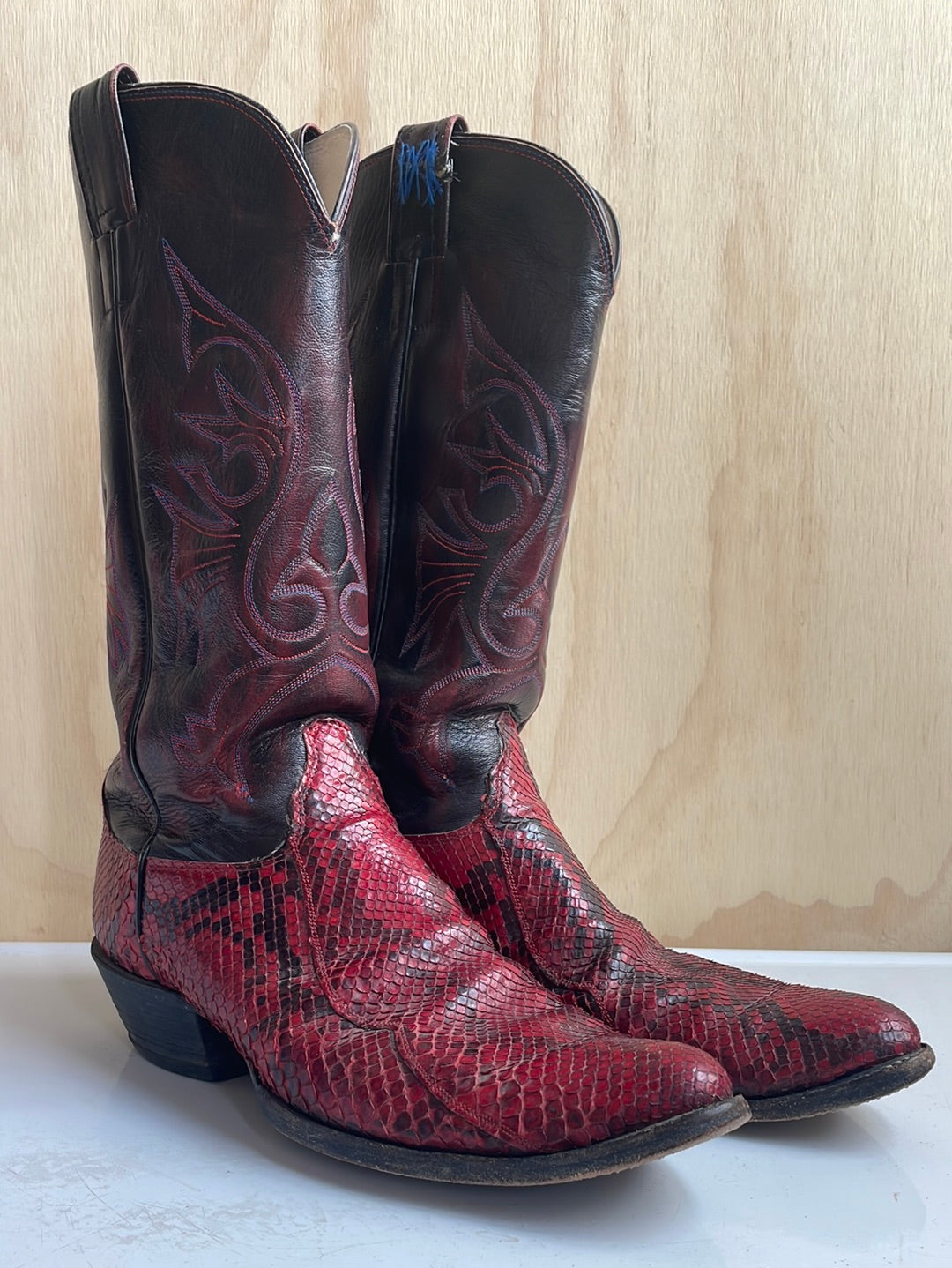 Men’s Olathe Boot Co. Red Snakeskin Leather Boots