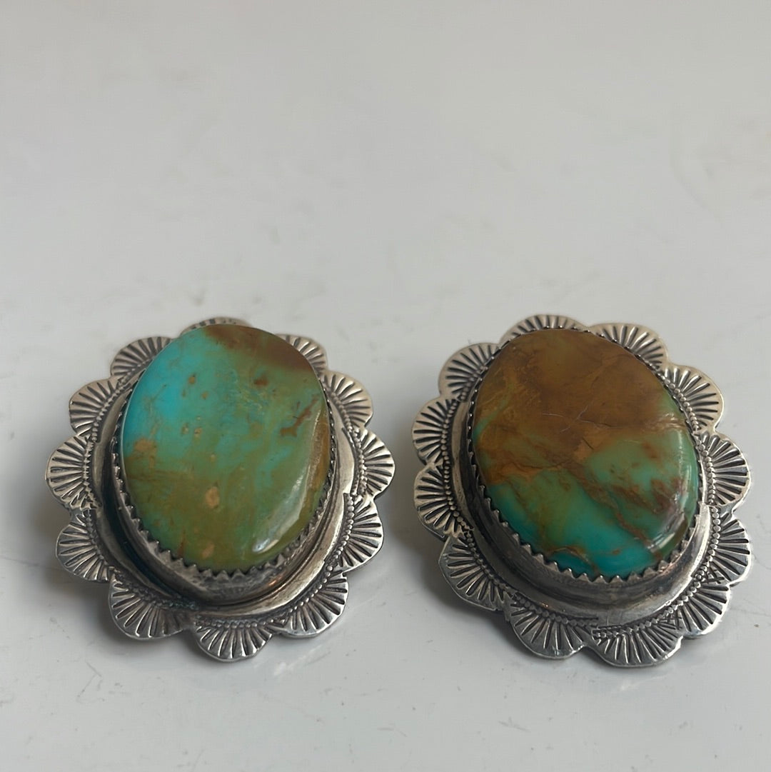 Sterling Silver with Oval Turquoise Stud Earrings