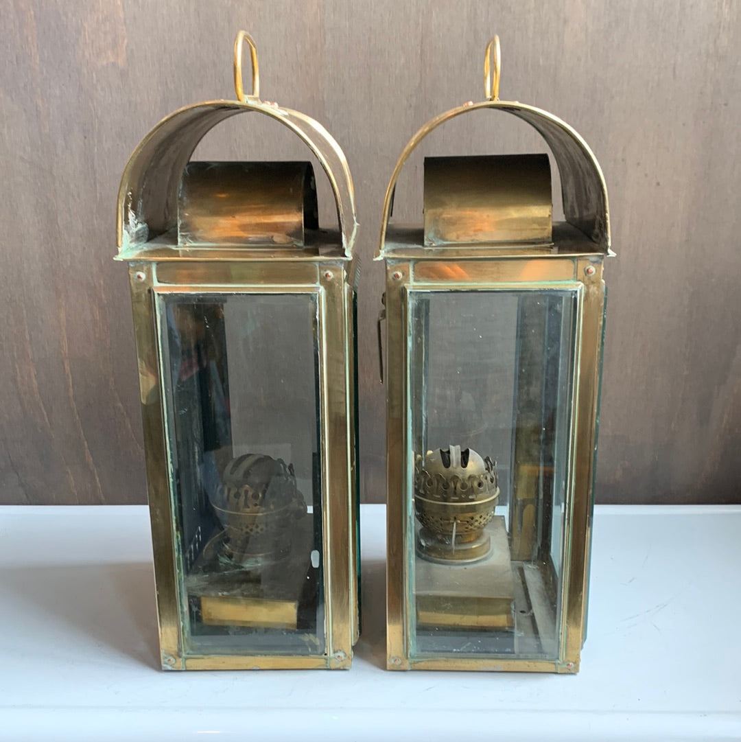 Antique oil lanterns (set of 2)