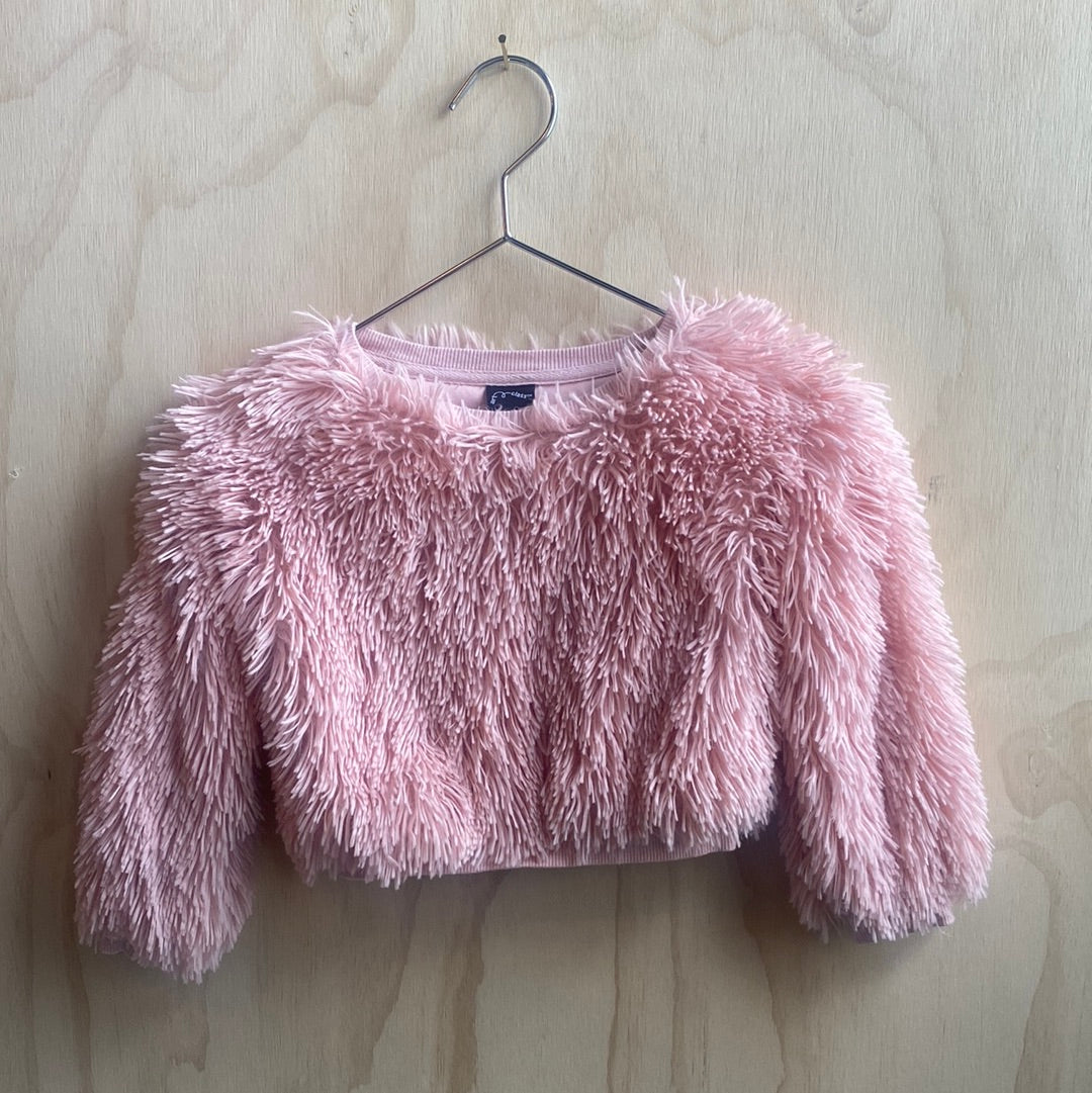 Kids Pink Cropped Fuzzy Shirt
