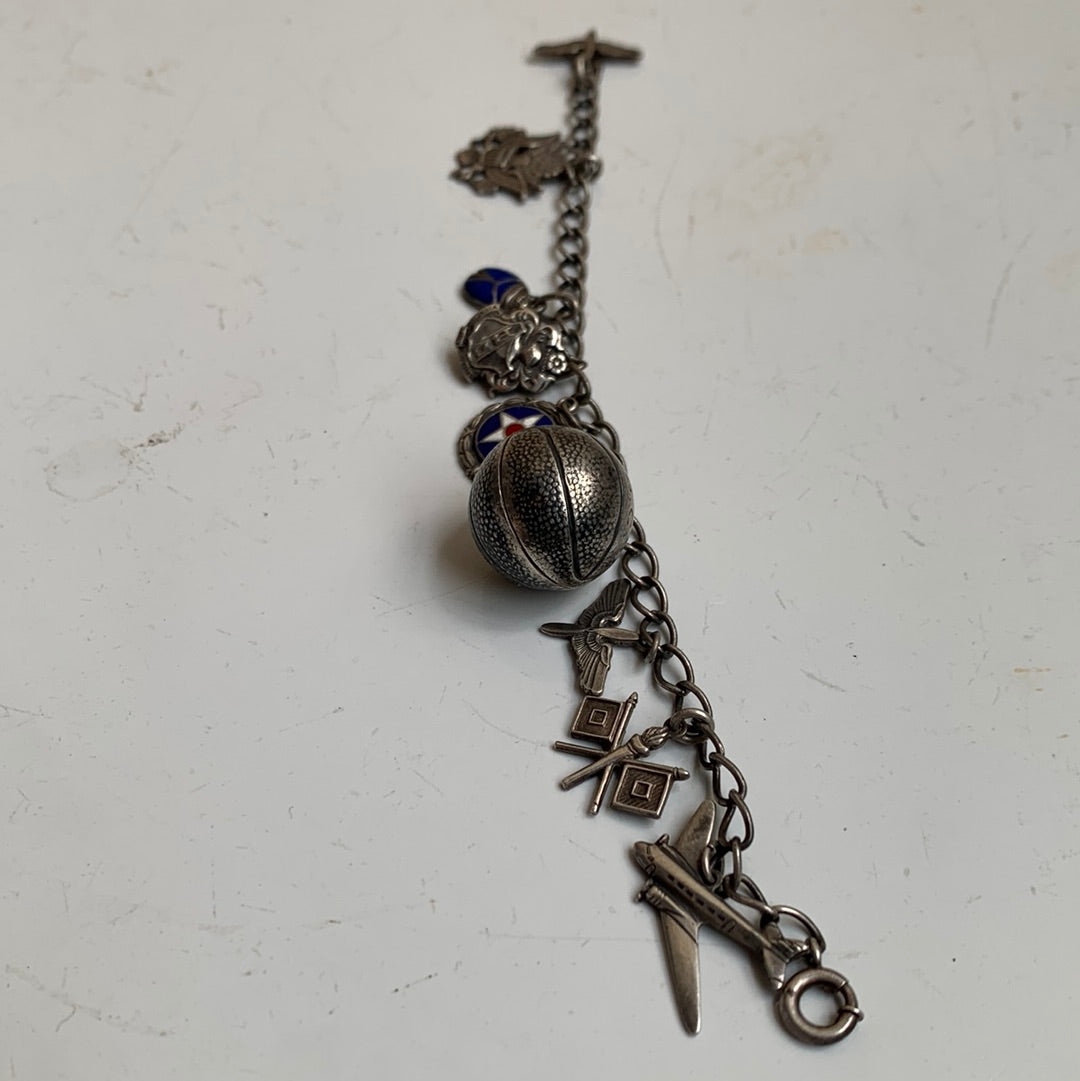 Vintage Army Air Corps Sterling Silver Charm Bracelet Charm