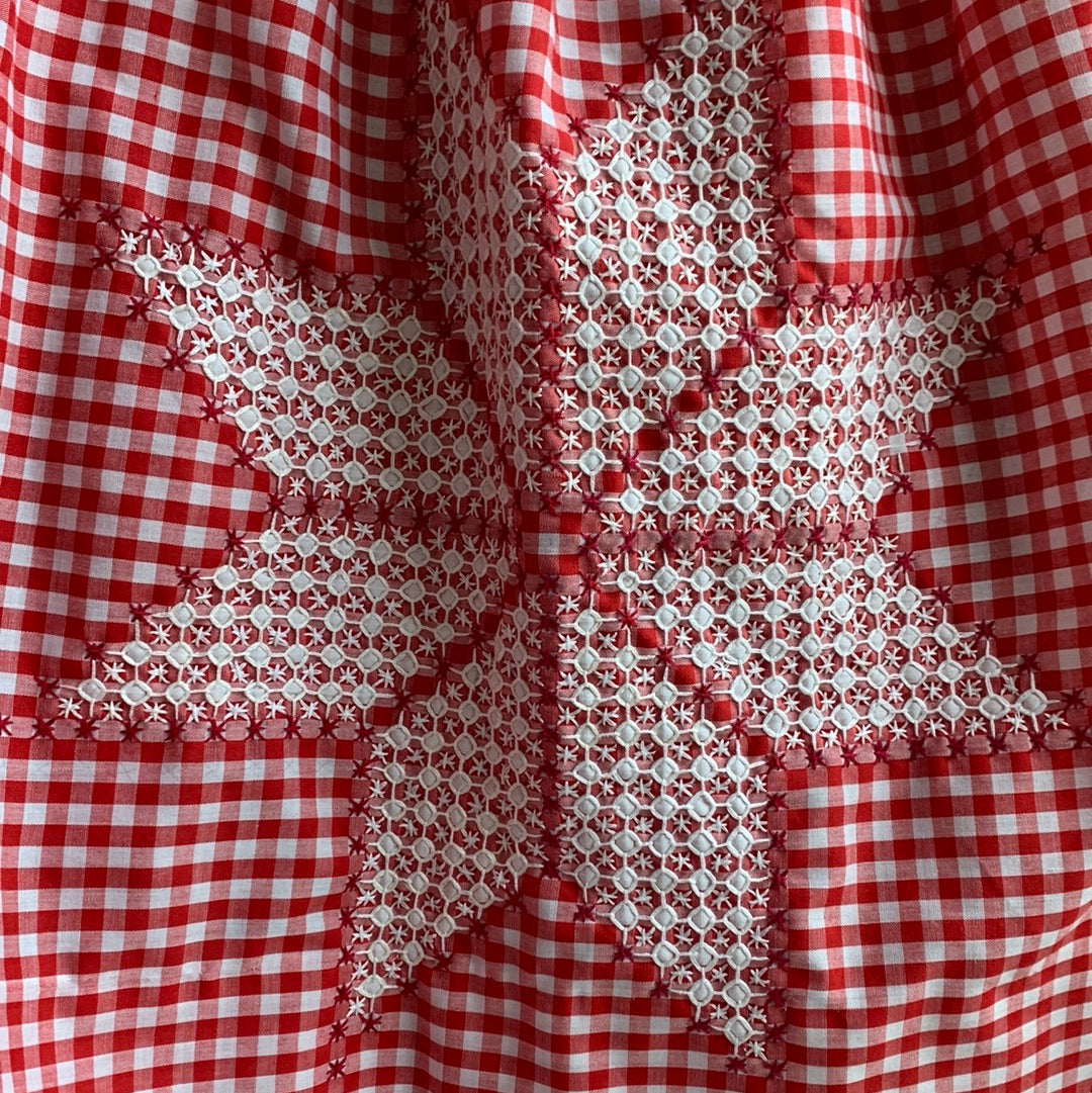 Vintage gingham skirt with embroidered stars