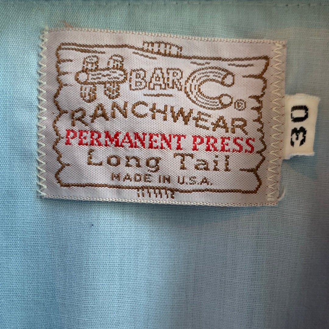 H Bar C fitted blue button up