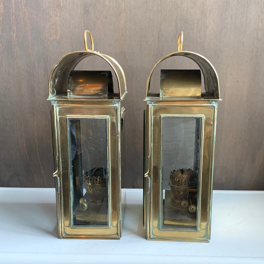 Antique oil lanterns (set of 2)