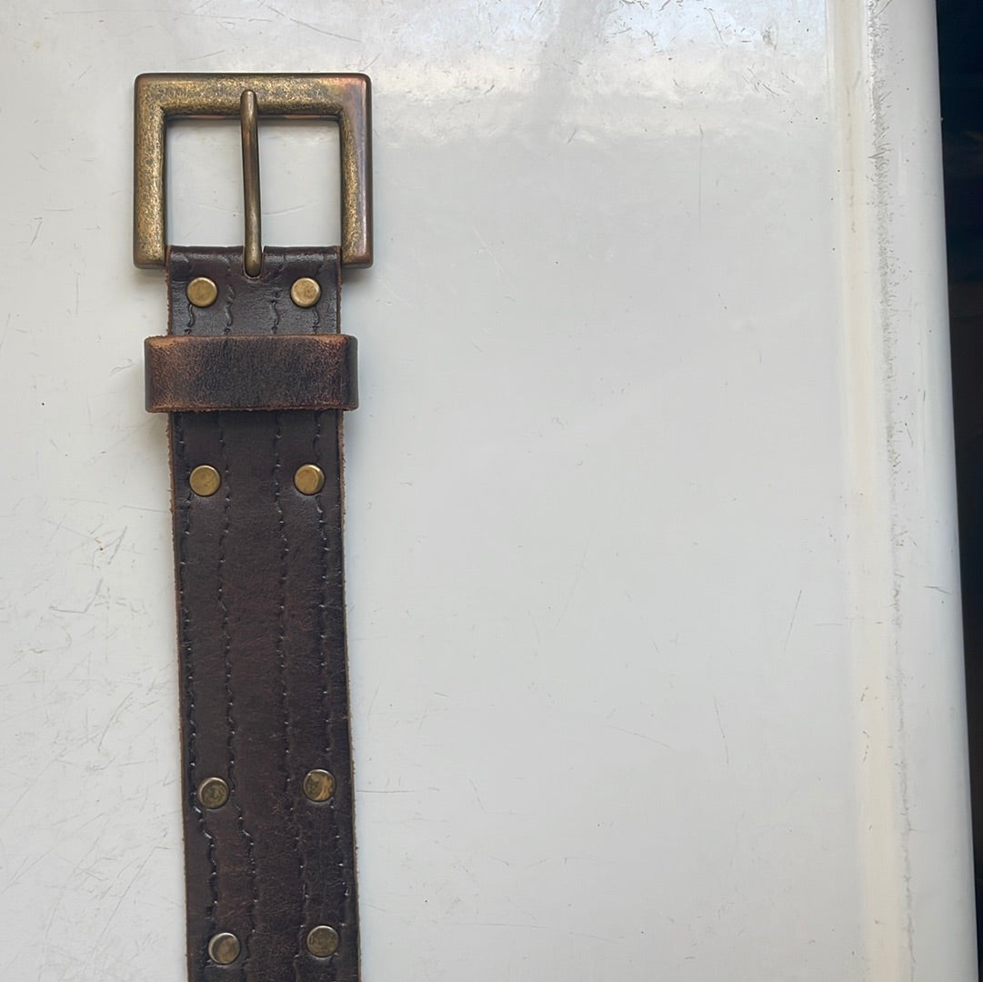 Brown studded leather belt