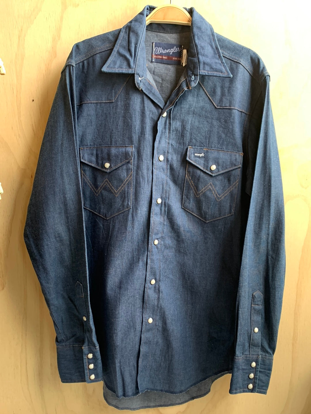 Wrangler rigid denim shirt with pearl snaps