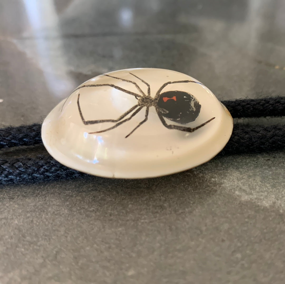 Black Widow spider in resin bolo with black cord