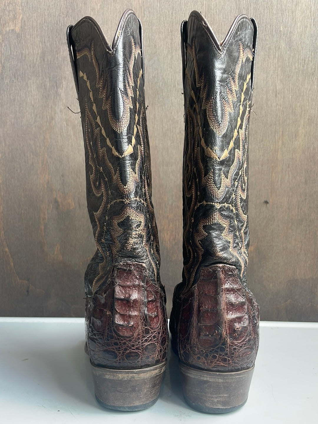 Dan Post Brown Alligator and Black Leather Boots