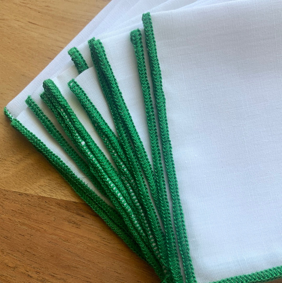 Cocktail Napkins with Green Trim
