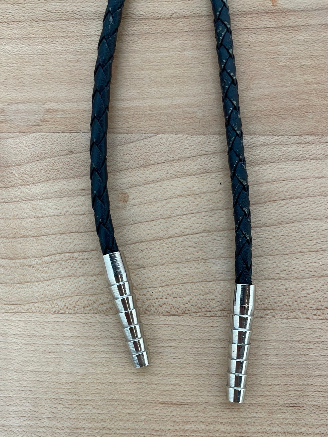 Silver and Onyx Triangle Bolo on Black Leather Cord