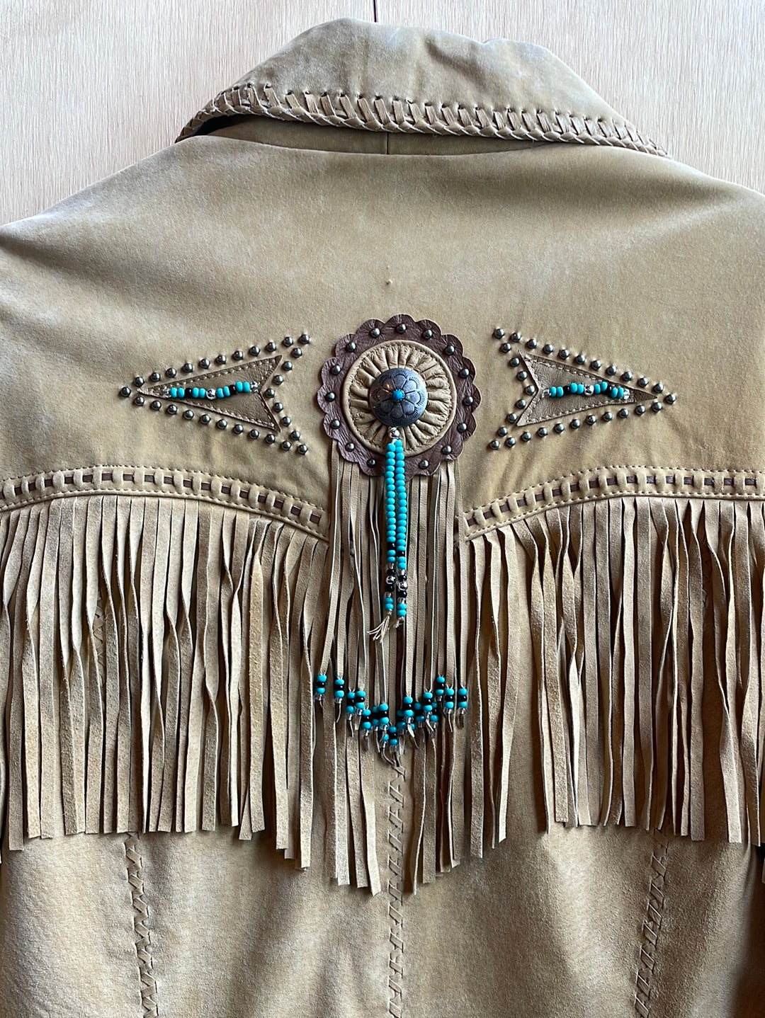 Scully Fringe Leather Jacket with Turquoise beads