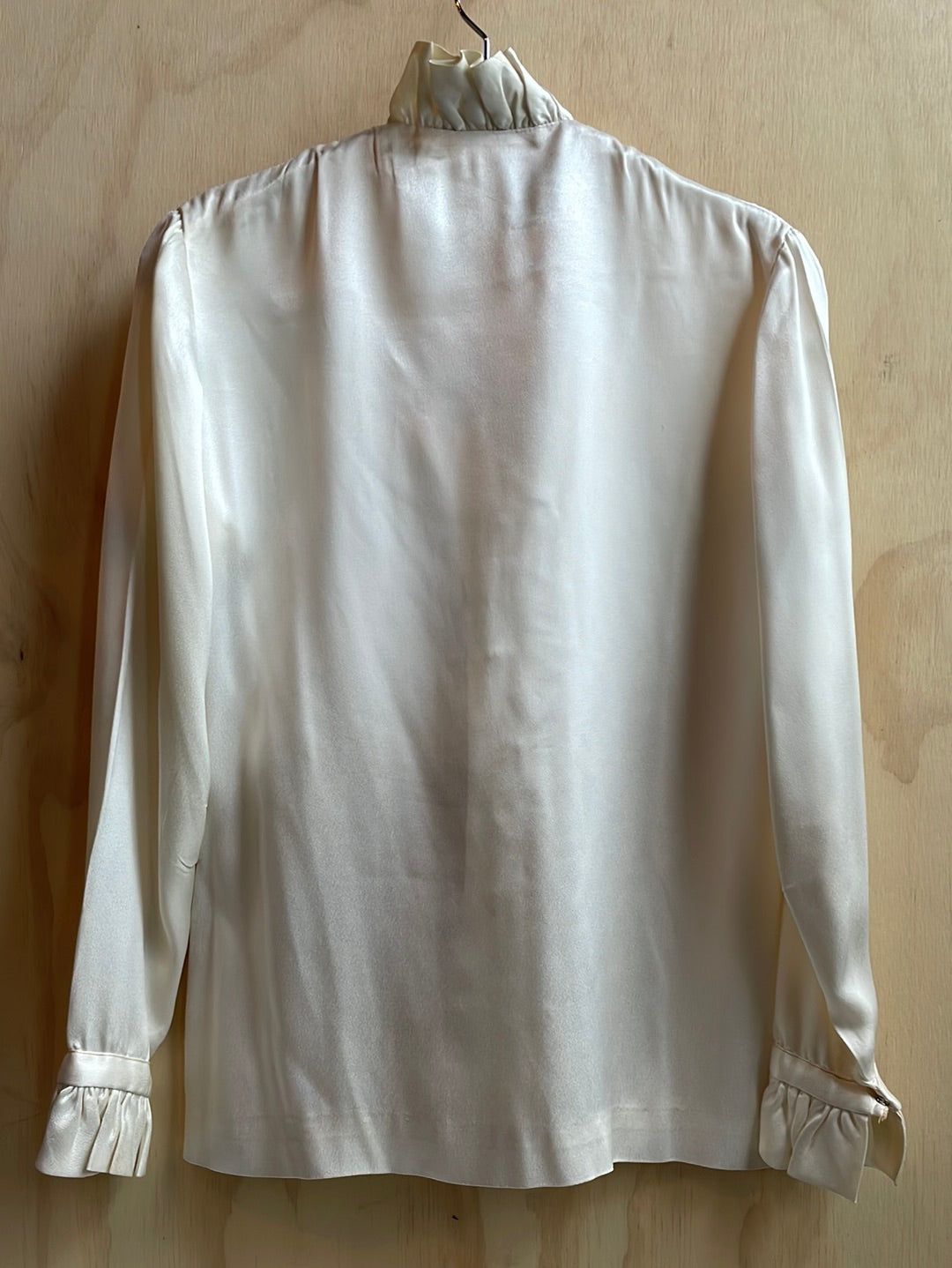 Vintage White Silk Blouse with Ruffles