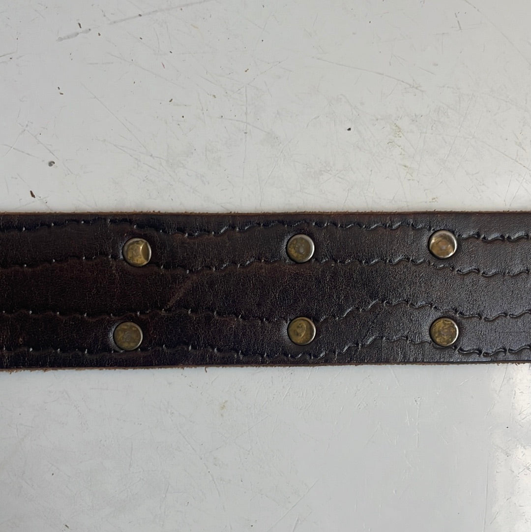 Brown studded leather belt