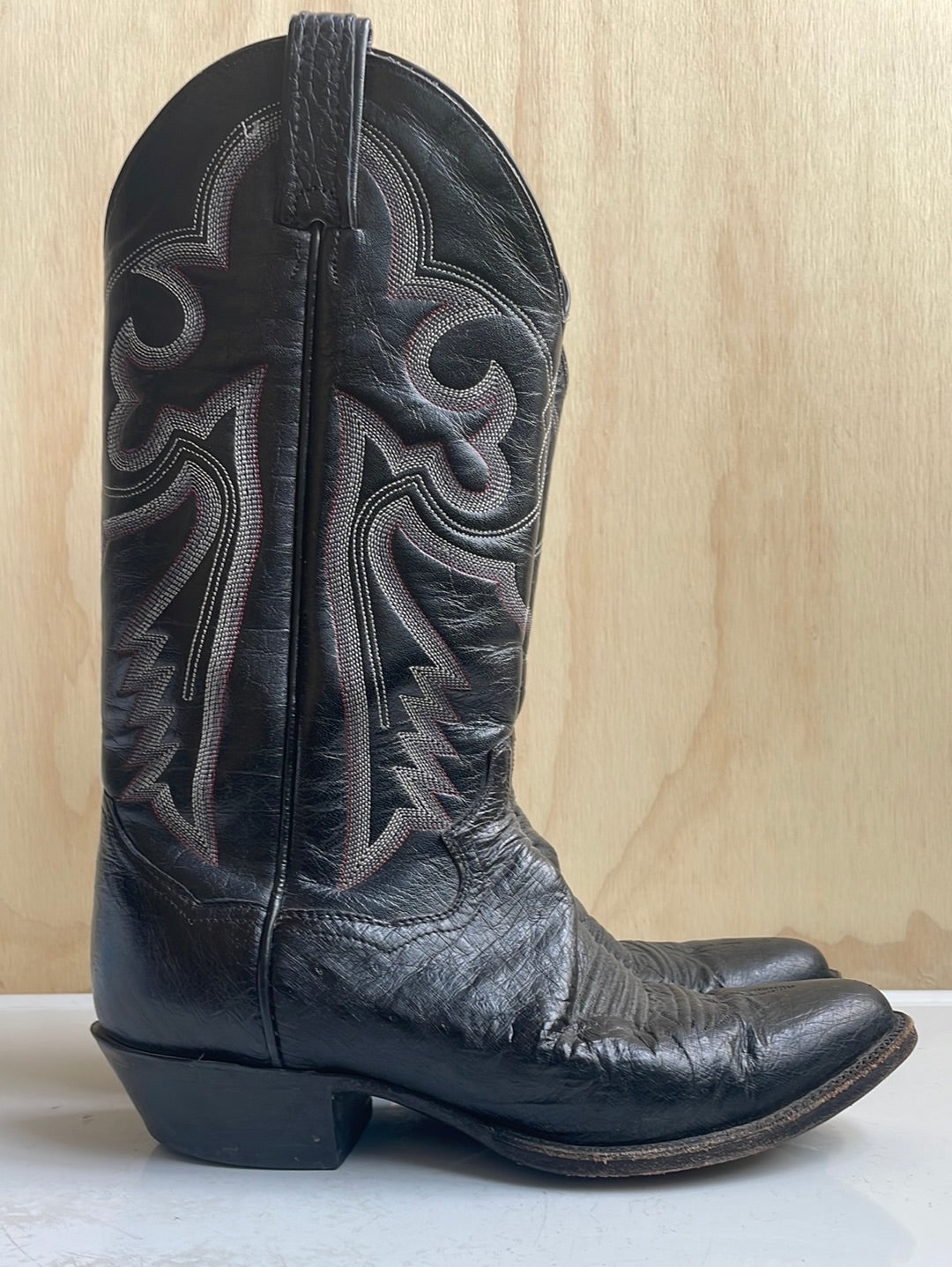 Black Leather Panhandle Slim Boots