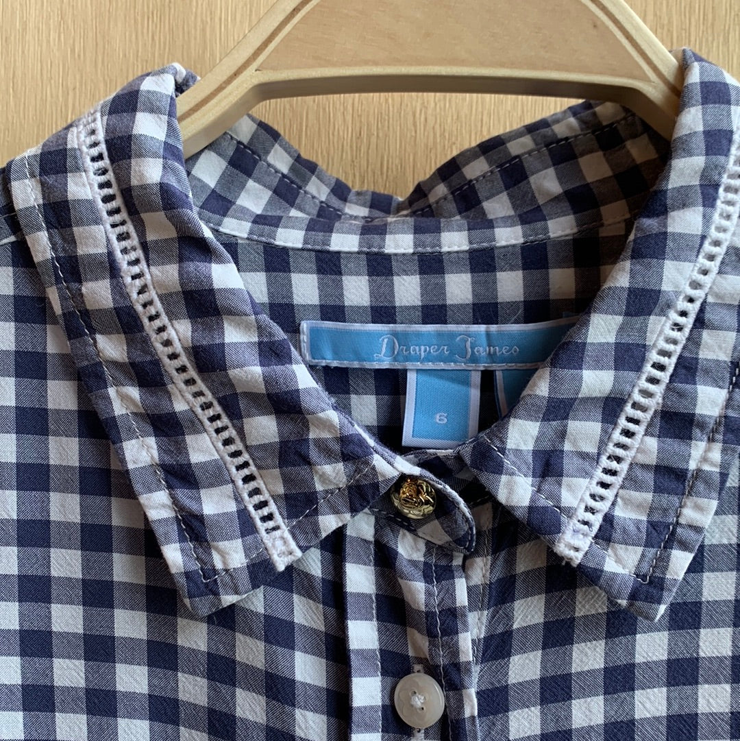 Draper James blue gingham button down shirt