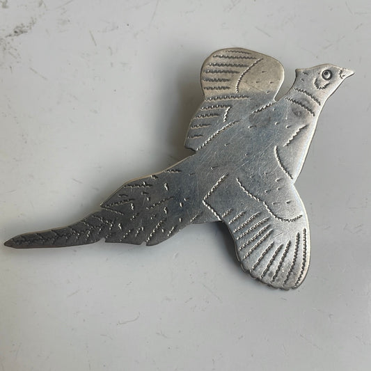 Sterling Silver Quail Brooch