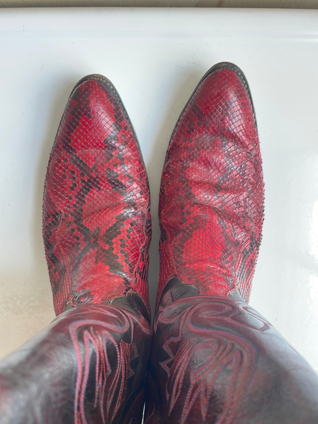 Men’s Olathe Boot Co. Red Snakeskin Leather Boots