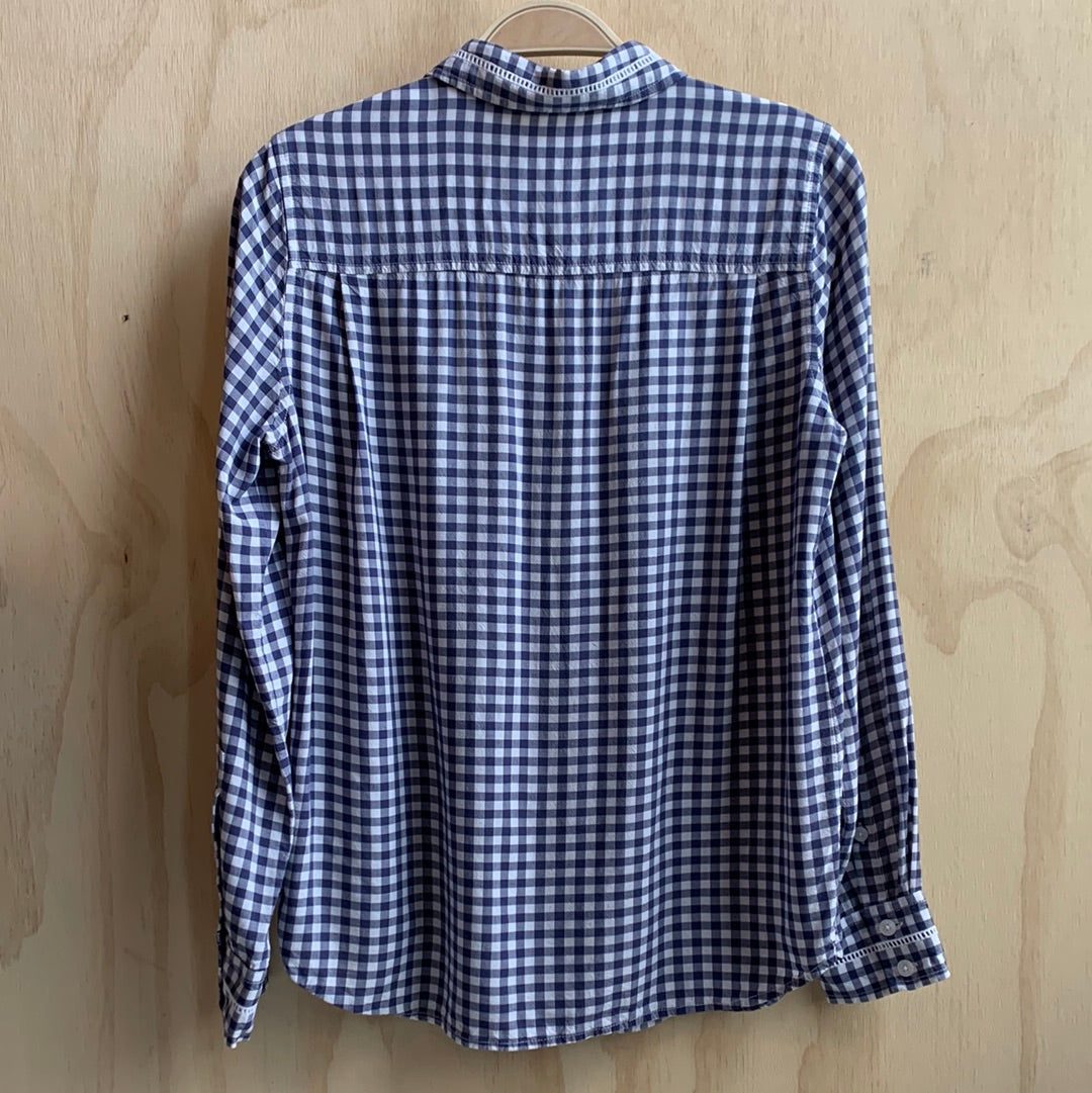 Draper James blue gingham button down shirt