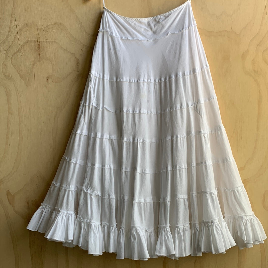 White cotton prairie skirt