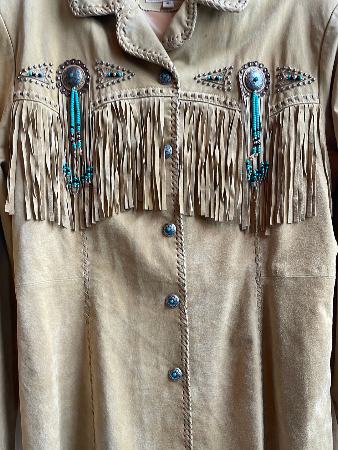 Scully Fringe Leather Jacket with Turquoise beads