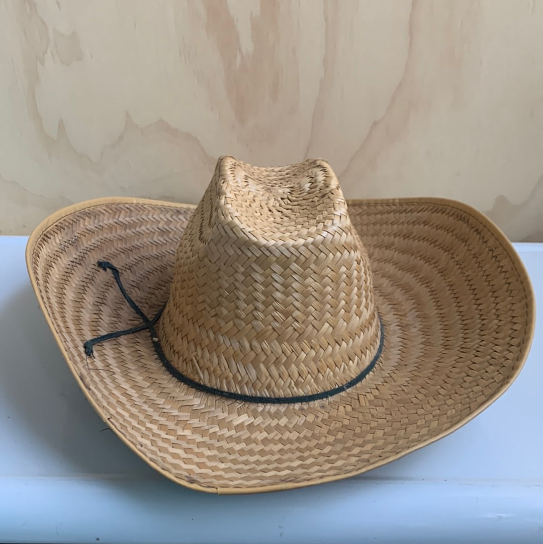 Straw Hat with Green Tie