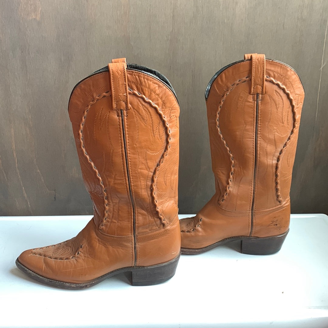 Camel leather Western boot