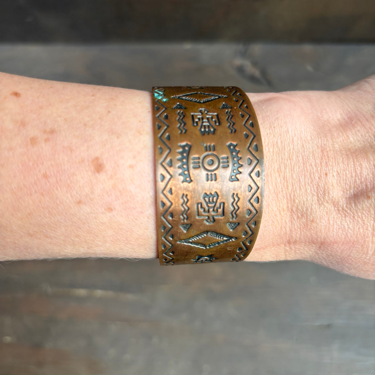 Vintage Stamped Copper Cuff