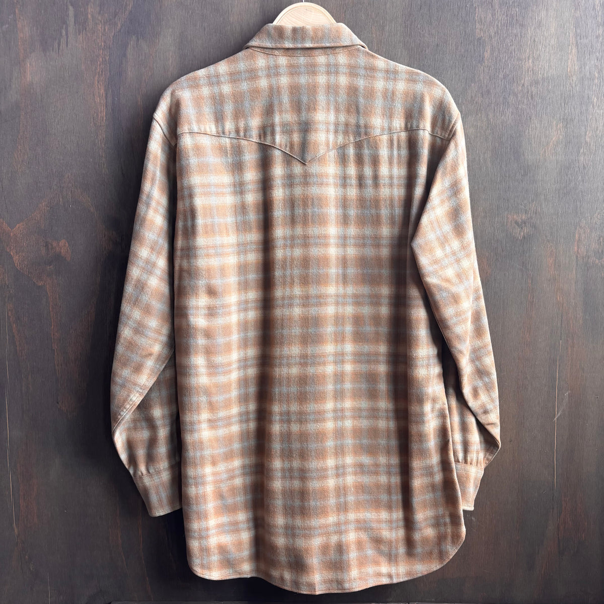Vintage Pendleton Tan Plaid Wool Pearl Snap