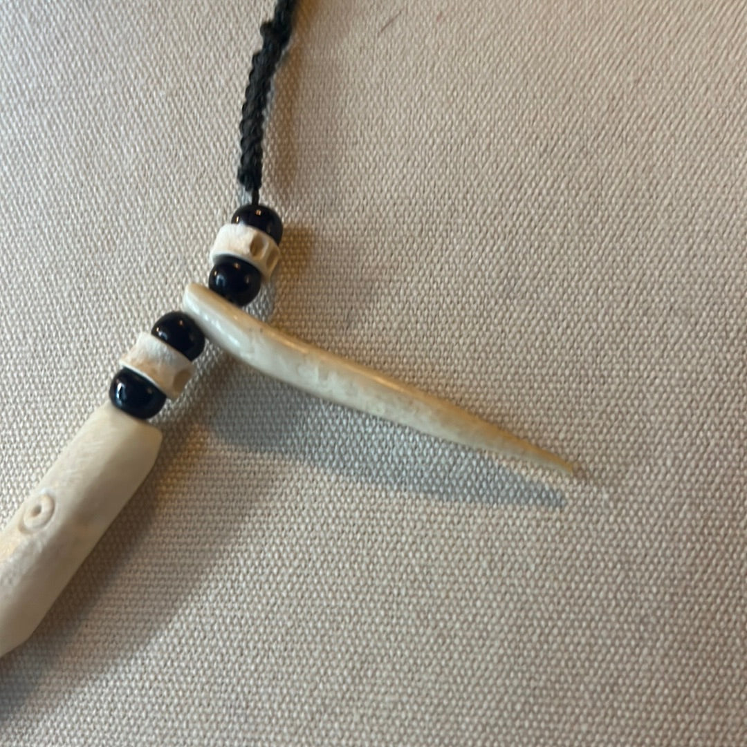 Bone and Wood Beaded Necklace